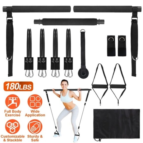 Pilates Bar Kit with 100LBS Resistance Bands Multifunctional Pilates Yoga - Picture 3 of 6